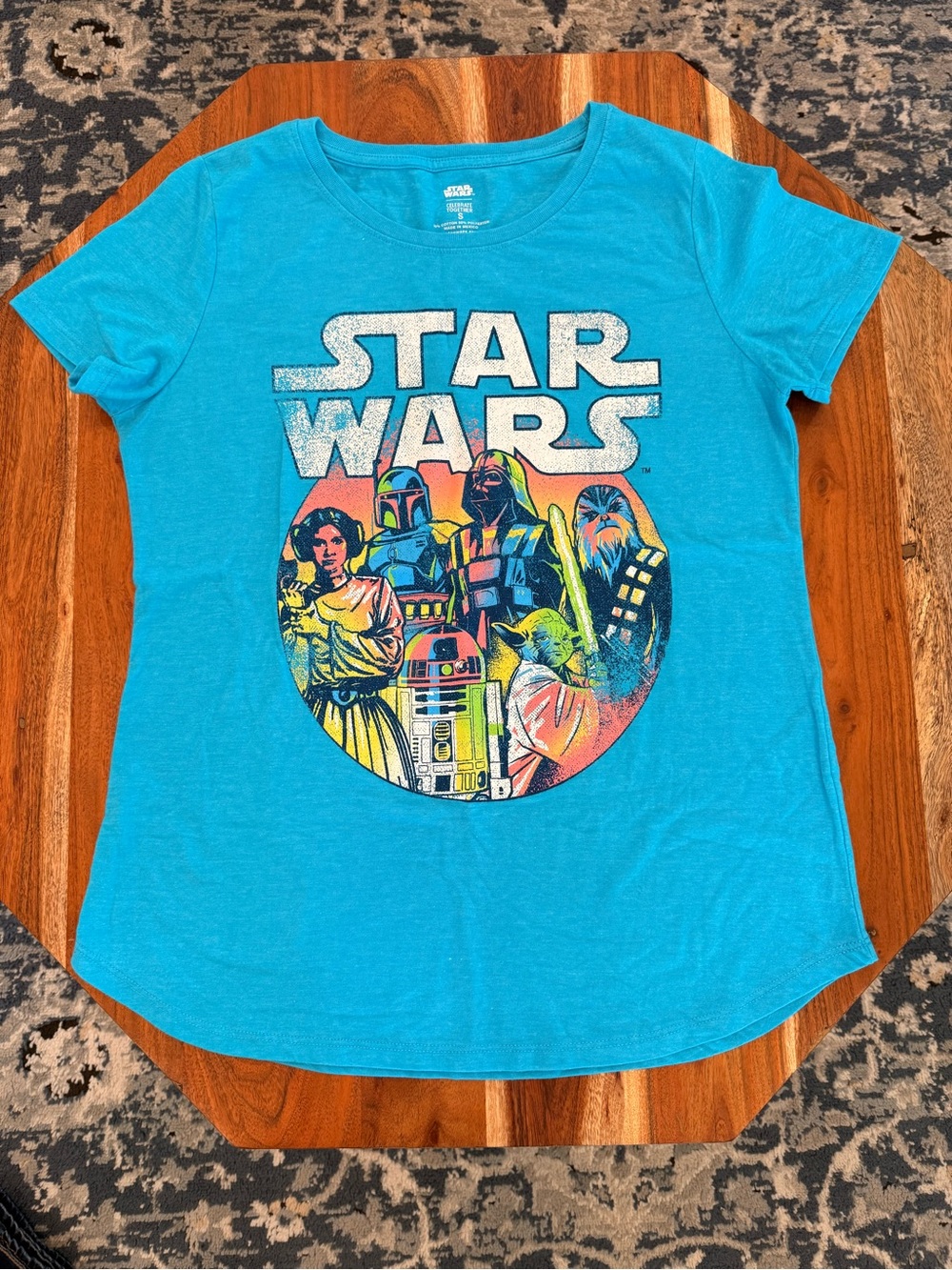 Star Wars Women’s Short Sleeve Tee - Turquoise Blue with Vintage Graphic